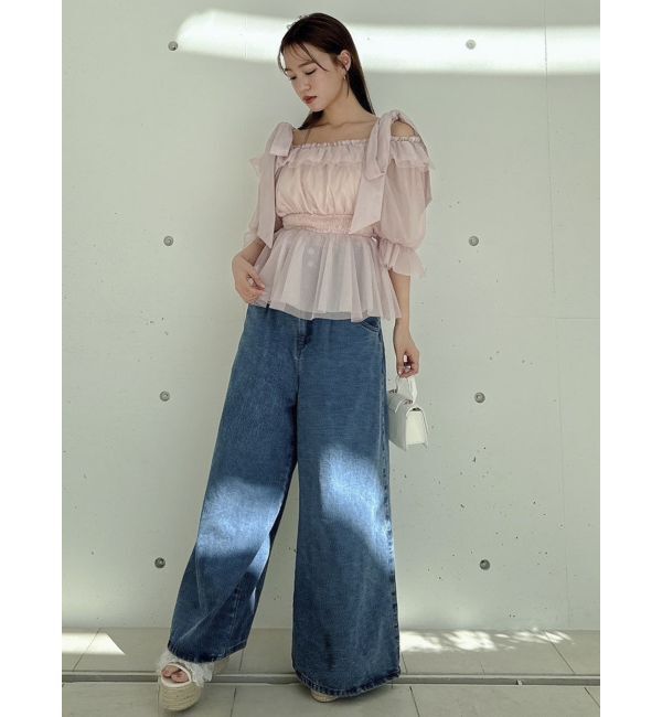 dazzlin「チュールリボンペプラム2wayトップス」|シャツ・ブラウス|