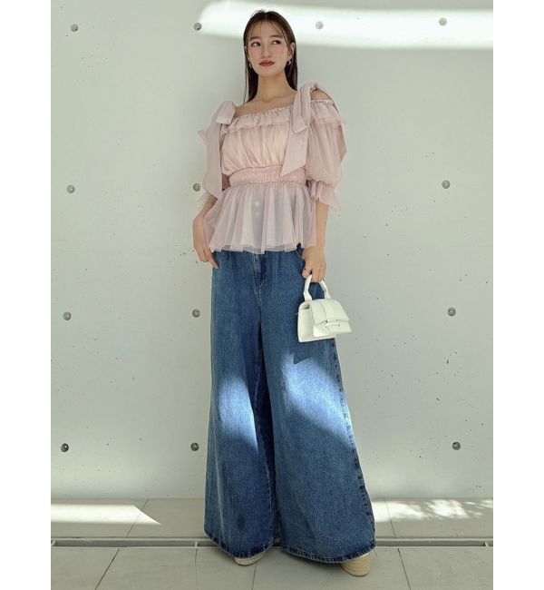 dazzlin「チュールリボンペプラム2wayトップス」|シャツ・ブラウス|