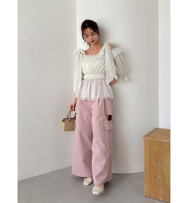 dazzlin「チュールリボンペプラム2wayトップス」|シャツ・ブラウス|