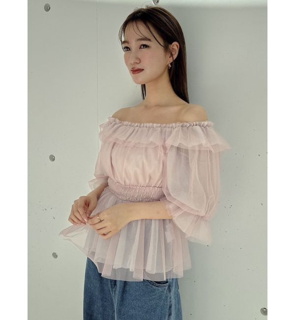 dazzlin「チュールリボンペプラム2wayトップス」|シャツ・ブラウス|