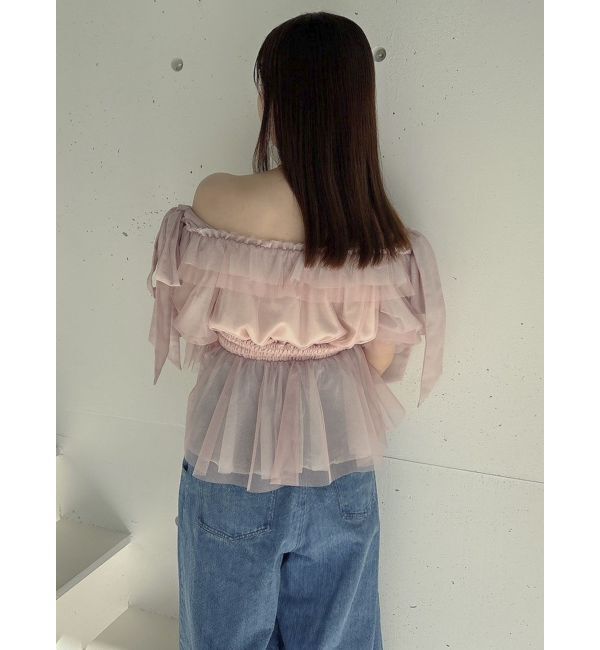 dazzlin「チュールリボンペプラム2wayトップス」|シャツ・ブラウス|