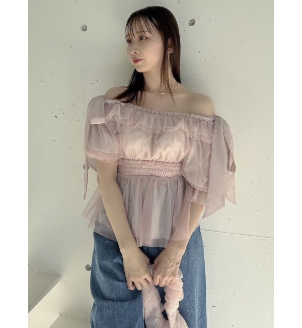 dazzlin「チュールリボンペプラム2wayトップス」|シャツ・ブラウス|