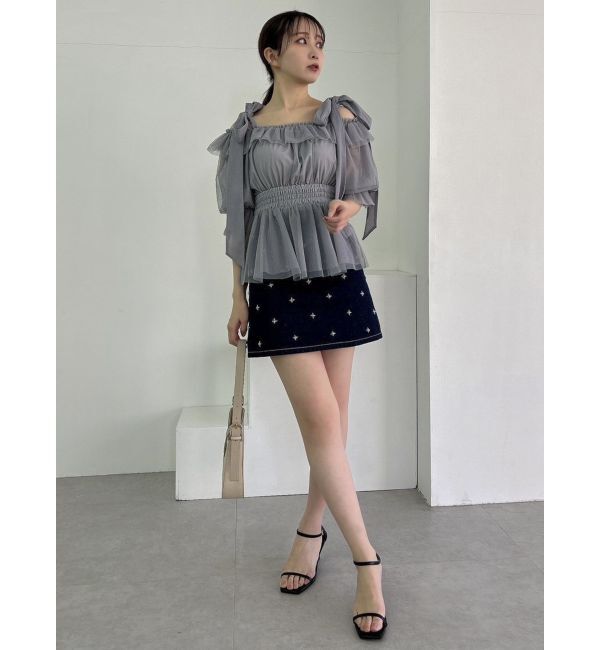 dazzlin「チュールリボンペプラム2wayトップス」|シャツ・ブラウス|