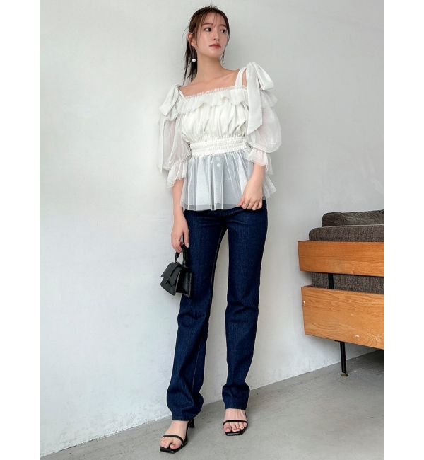 dazzlin「チュールリボンペプラム2wayトップス」|シャツ・ブラウス|