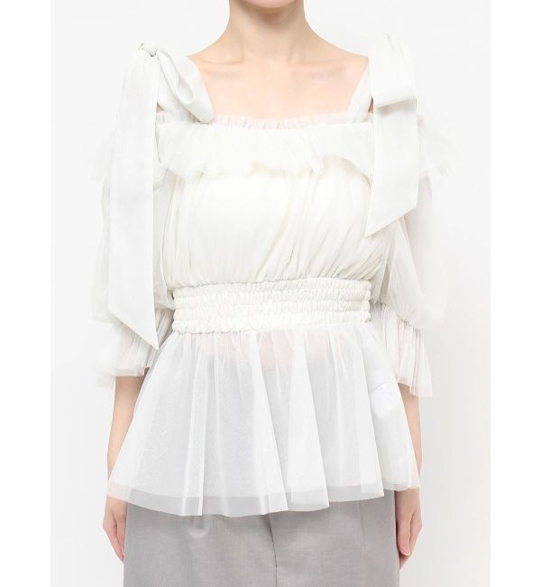 dazzlin「チュールリボンペプラム2wayトップス」|シャツ・ブラウス|