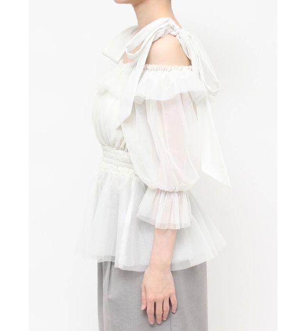 dazzlin「チュールリボンペプラム2wayトップス」|シャツ・ブラウス|