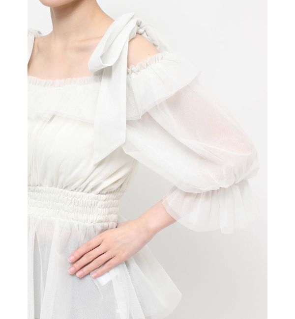 dazzlin「チュールリボンペプラム2wayトップス」|シャツ・ブラウス|