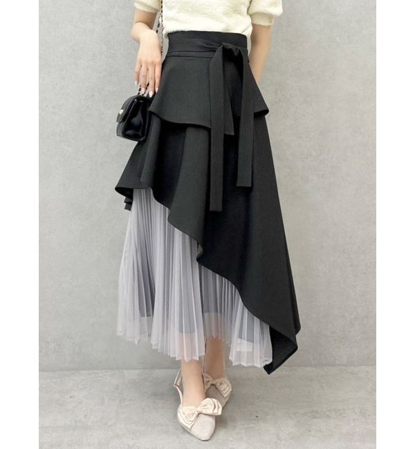 dazzlin「アシメティアードプリーツスカート」|スカート|チャコールグレー