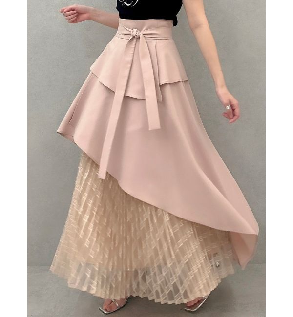 dazzlin「アシメティアードプリーツスカート」|スカート|ピンク