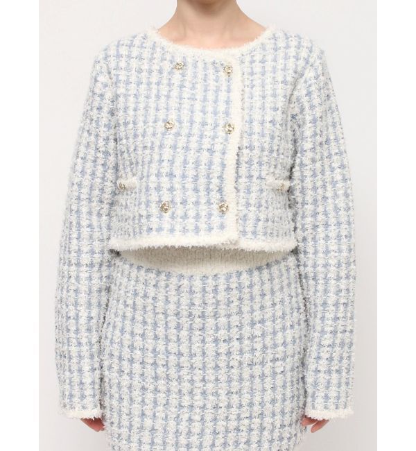dazzlin「【SETUP】ツイードライクダブルニットジャケット※セットアップ対応」|ノーカラージャケット|