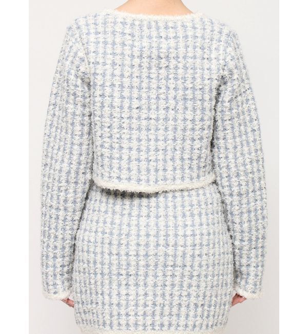 dazzlin「【SETUP】ツイードライクダブルニットジャケット※セットアップ対応」|ノーカラージャケット|
