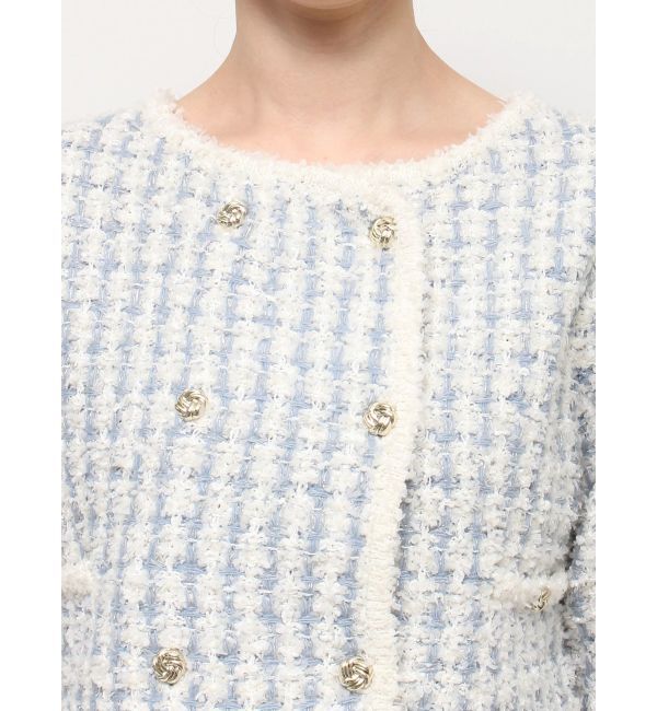 dazzlin「【SETUP】ツイードライクダブルニットジャケット※セットアップ対応」|ノーカラージャケット|