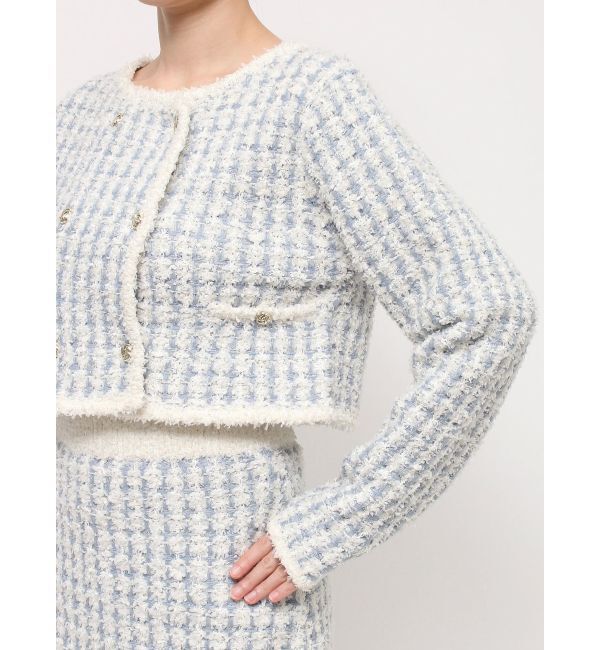 dazzlin「【SETUP】ツイードライクダブルニットジャケット※セットアップ対応」|ノーカラージャケット|
