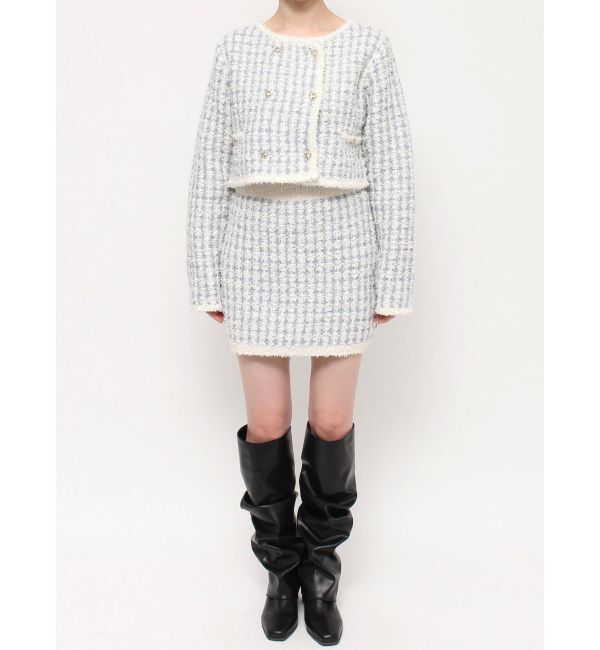 dazzlin「【SETUP】ツイードライクダブルニットジャケット※セットアップ対応」|ノーカラージャケット|