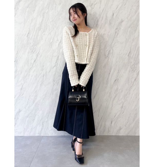 dazzlin「【SETUP】ツイードライクダブルニットジャケット※セットアップ対応」|ノーカラージャケット|