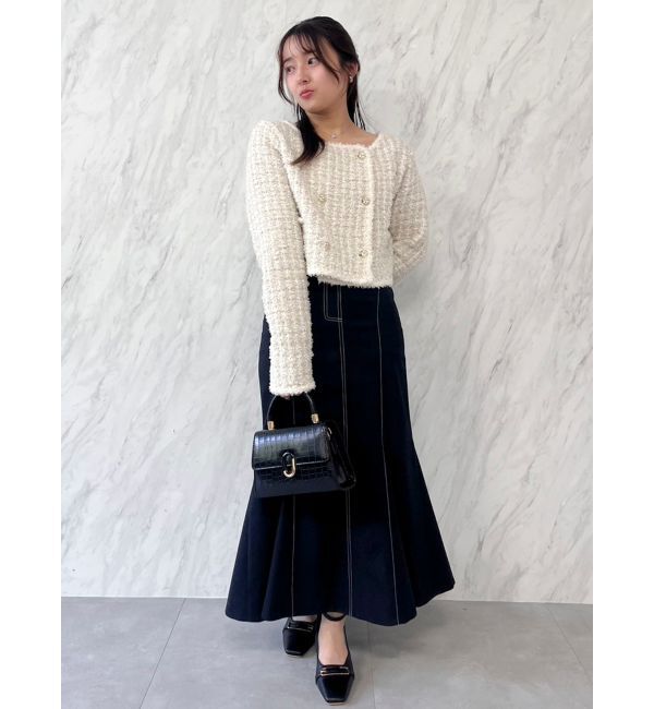 dazzlin「【SETUP】ツイードライクダブルニットジャケット※セットアップ対応」|ノーカラージャケット|