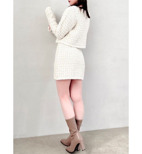 dazzlin「【SETUP】ツイードライクダブルニットジャケット※セットアップ対応」|ノーカラージャケット|