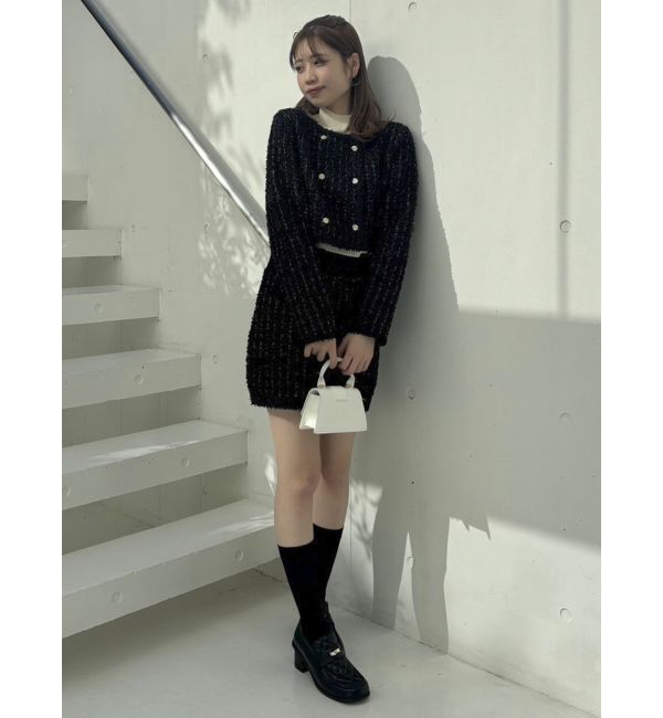 dazzlin「【SETUP】ツイードライクダブルニットジャケット※セットアップ対応」|ノーカラージャケット|