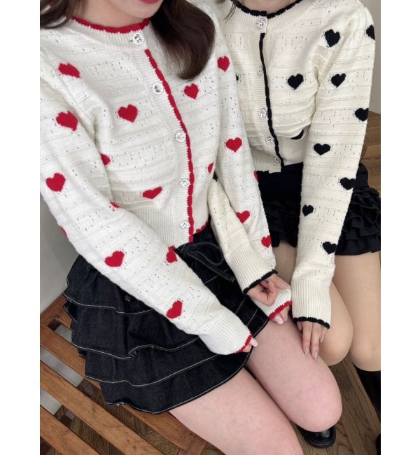 dazzlin「ハートジャカードカーデトップス」|カーディガン|