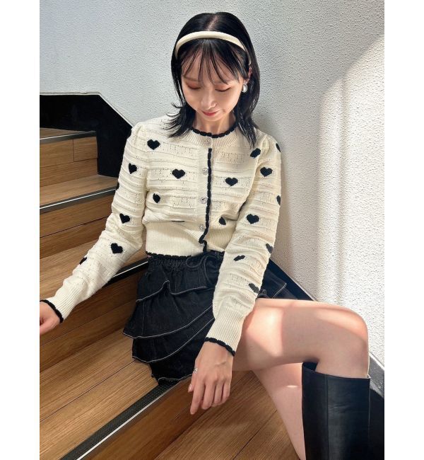 dazzlin「ハートジャカードカーデトップス」|カーディガン|