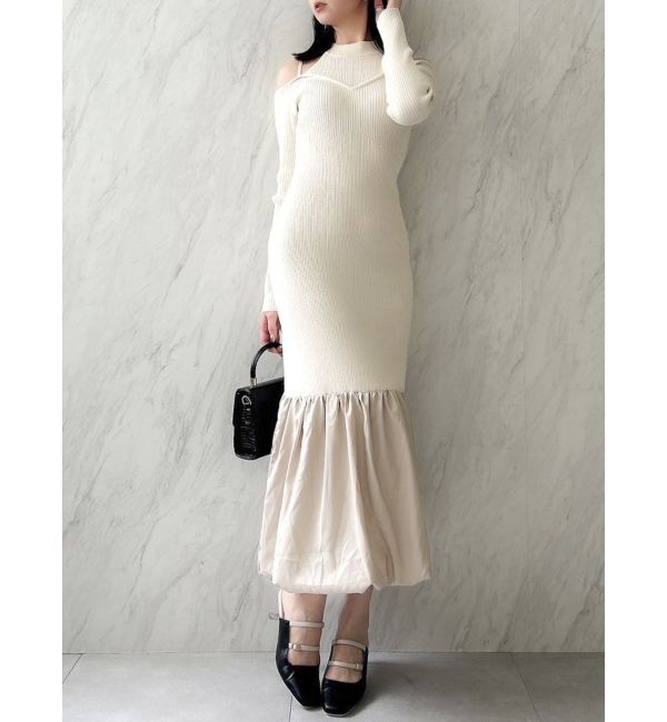 dazzlin「バブルヘムニットワンピース」|ワンピース|アイボリー