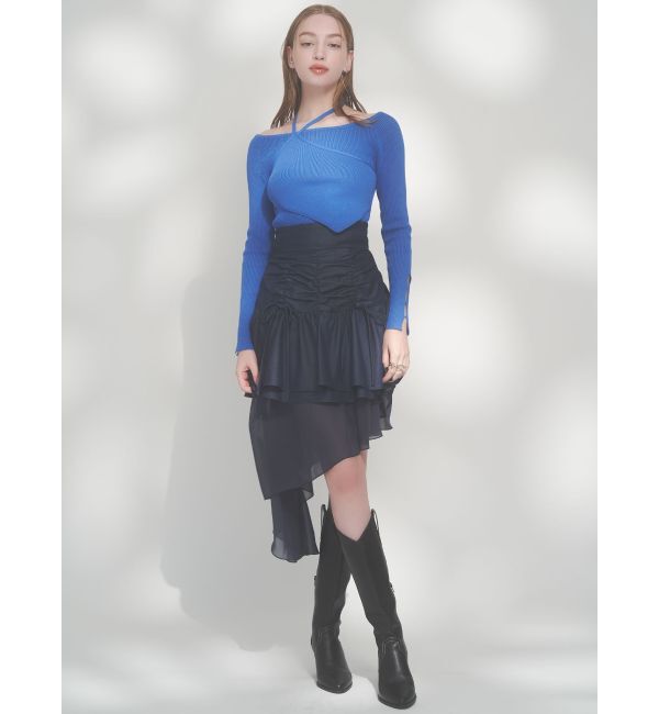 dazzlin「レイヤードオフショルバックリボンニット」|ニット・セーター|