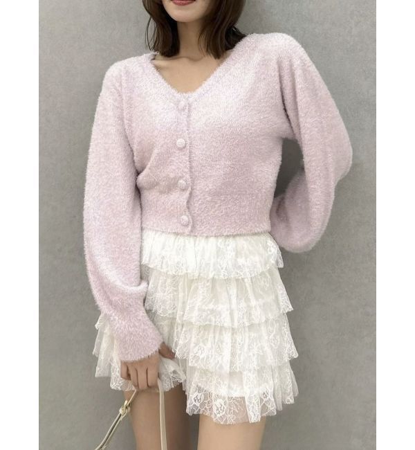 dazzlin「ミニシャギーラメニットカーデトップス」|カーディガン|