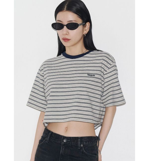EMODA「【VEQUM】HIGH GAUGE BORDER SHORT T SHIRT」|Tシャツ・カットソー|アイボリー