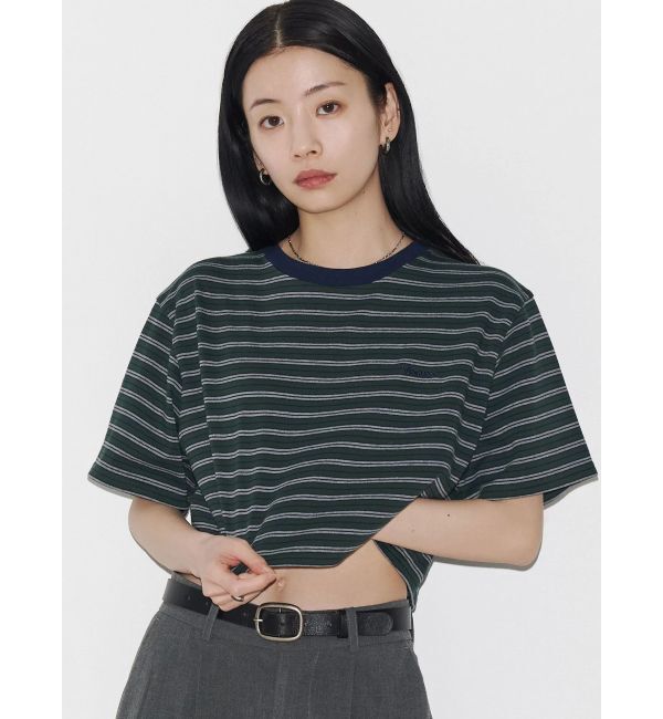 EMODA「【VEQUM】HIGH GAUGE BORDER SHORT T SHIRT」|Tシャツ・カットソー|グリーン