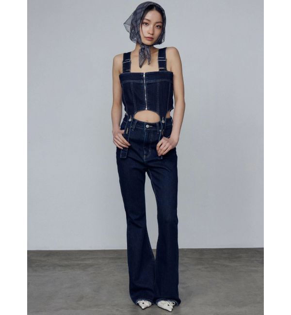 EMODA「コルセットハングデニムサロペット」|オールインワン|