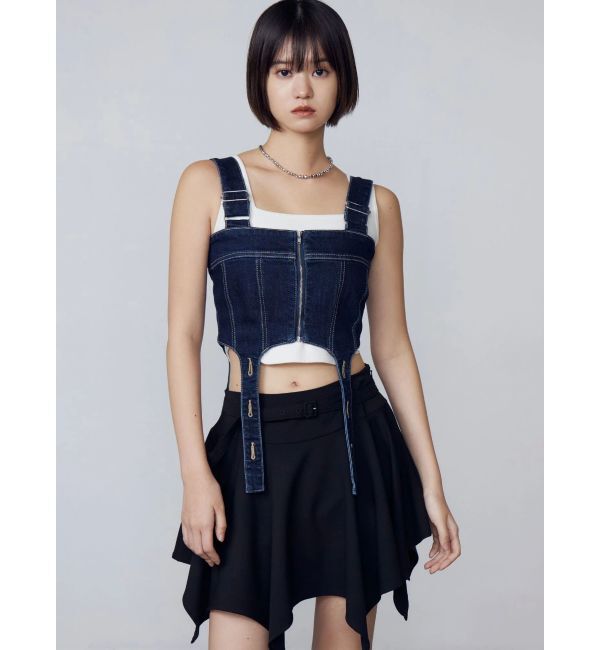 EMODA「コルセットハングデニムサロペット」|オールインワン|