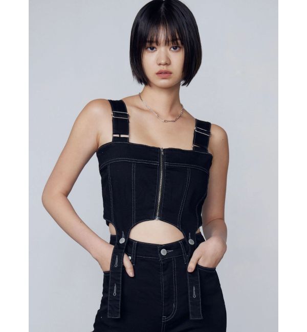 EMODA「コルセットハングデニムサロペット」|オールインワン|