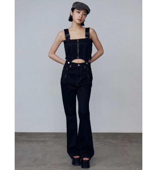 EMODA「コルセットハングデニムサロペット」|オールインワン|