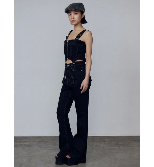 EMODA「コルセットハングデニムサロペット」|オールインワン|