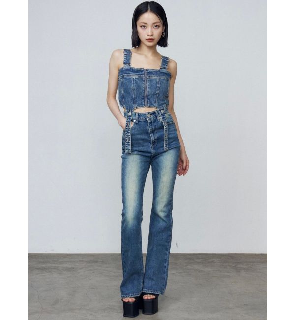 EMODA「コルセットハングデニムサロペット」|オールインワン|