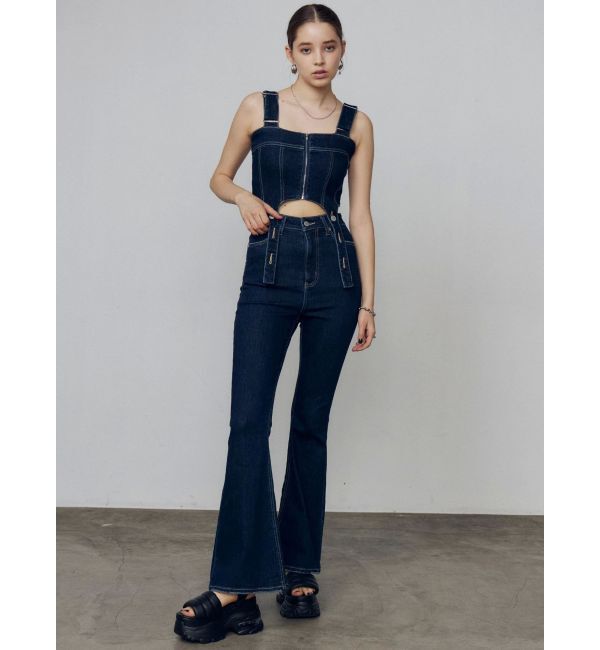 EMODA「コルセットハングデニムサロペット」|オールインワン|