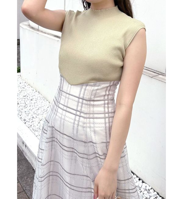 MERCURYDUO「シアーチェックニットドッキングワンピース」|ワンピース|