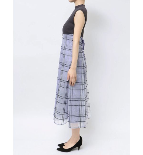 MERCURYDUO「シアーチェックニットドッキングワンピース」|ワンピース|