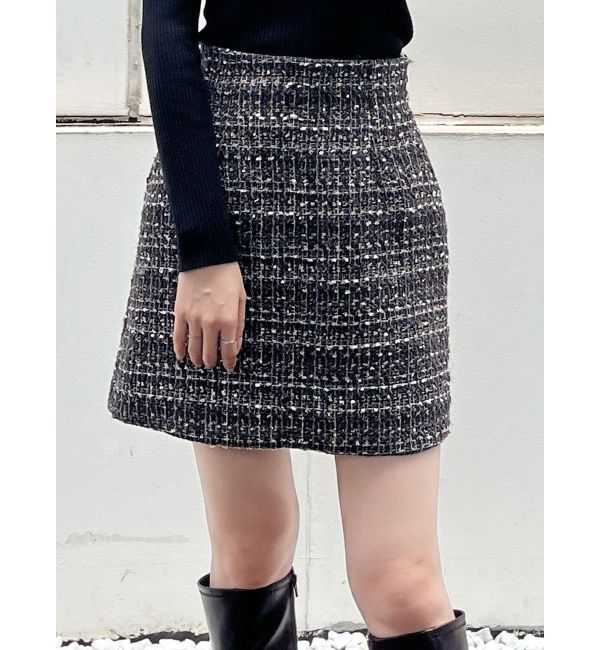 MERCURYDUO「【セットアップ着用可】ツイードミニスカート」|スカート|ブラック