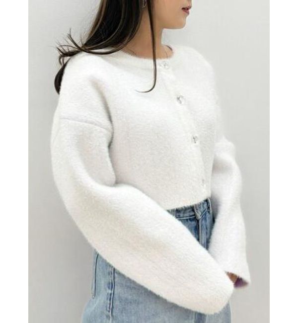 MERCURYDUO「フィルムシャギーWフェイスニットカーディガン」|カーディガン|オフホワイト