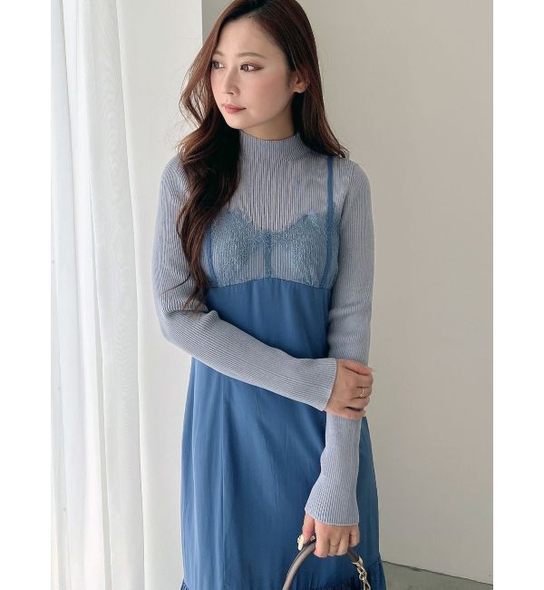 MERCURYDUO「ランジェリー風キャミドッキングワンピース」|ワンピース|