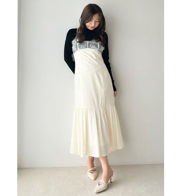 MERCURYDUO「ランジェリー風キャミドッキングワンピース」|ワンピース|