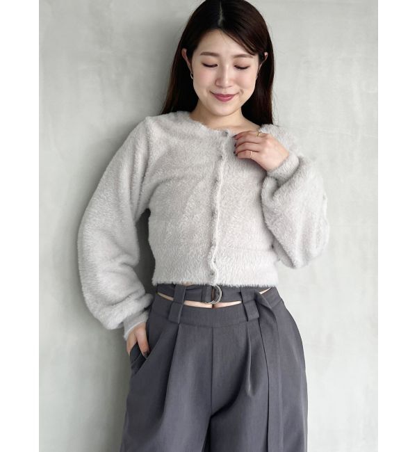 MERCURYDUO「ミニシャギーロングスリーブニットカーディガン」|カーディガン|