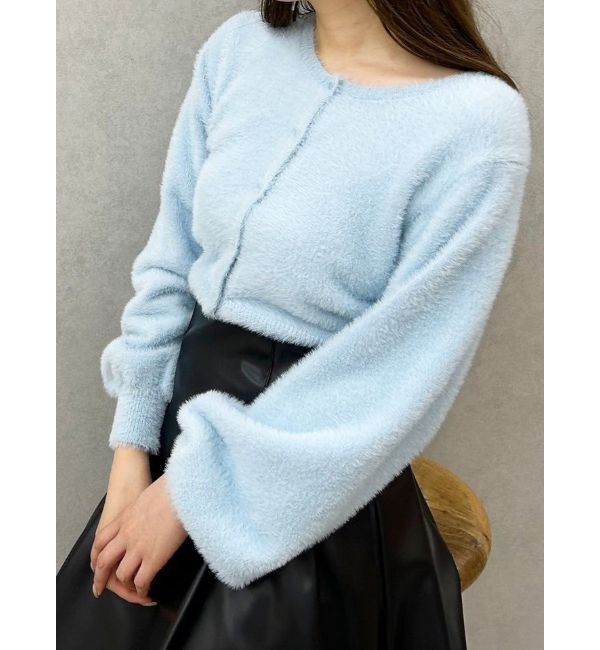 MERCURYDUO「ミニシャギーロングスリーブニットカーディガン」|カーディガン|