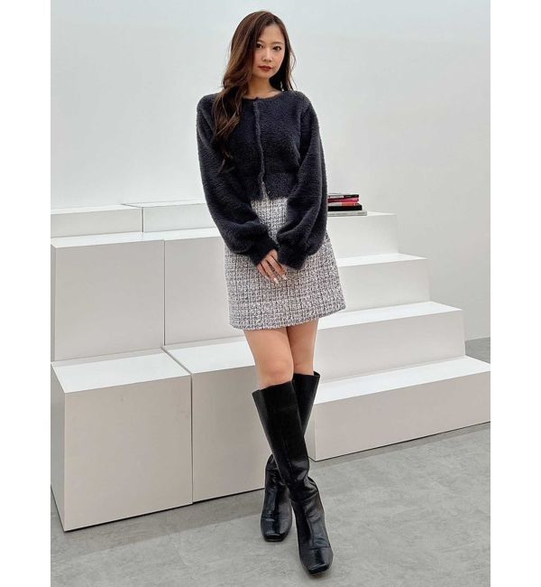 MERCURYDUO「ミニシャギーロングスリーブニットカーディガン」|カーディガン|