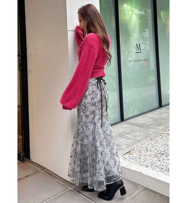 MERCURYDUO「ミニシャギーロングスリーブニットカーディガン」|カーディガン|