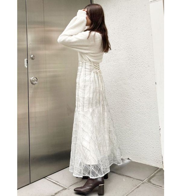 MERCURYDUO「ミニシャギーロングスリーブニットカーディガン」|カーディガン|