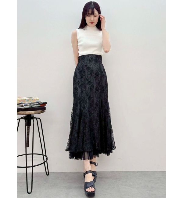 MERCURYDUO「裾チュールレースマーメイドスカート」|スカート|