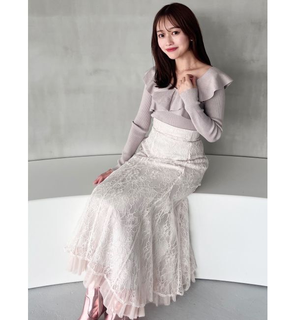 MERCURYDUO「裾チュールレースマーメイドスカート」|スカート|
