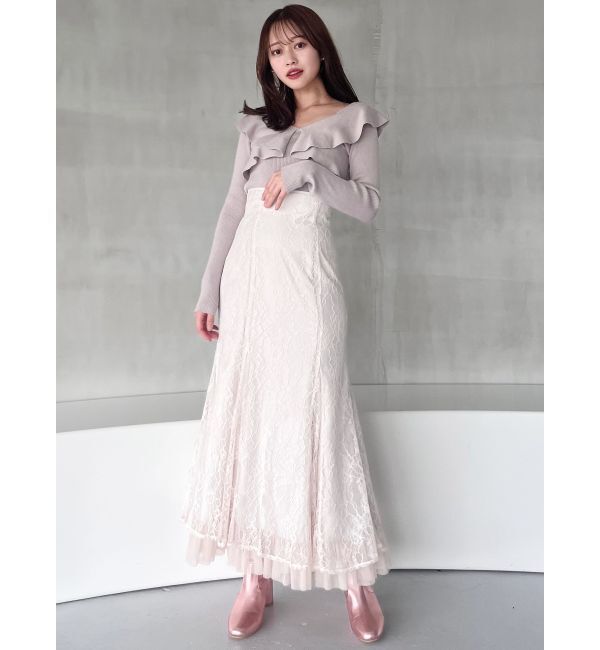 MERCURYDUO「裾チュールレースマーメイドスカート」|スカート|